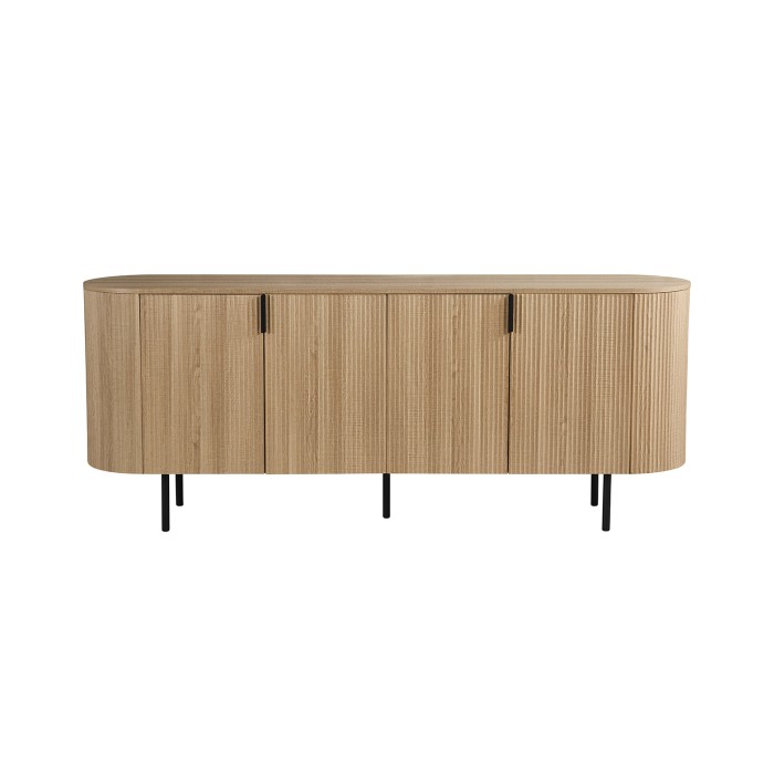 Buffet VAGOS – Coloris chêne naturel – 4 portes – 200 cm – Grand bahut moderne – Rangement spacieux