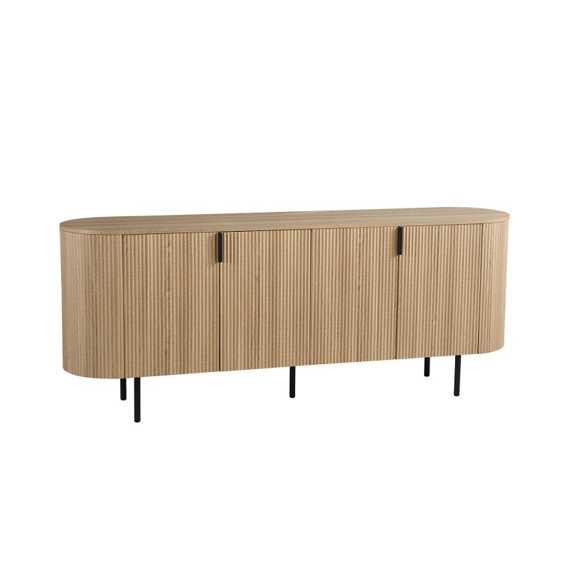 Buffet VAGOS – Coloris chêne naturel – 4 portes – 200 cm – Grand bahut moderne – Rangement spacieux