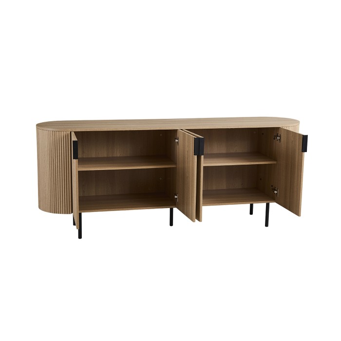 Buffet VAGOS – Coloris chêne naturel – 4 portes – 200 cm – Grand bahut moderne – Rangement spacieux