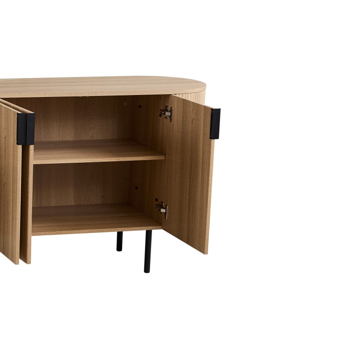 Buffet VAGOS – Coloris chêne naturel – 4 portes – 200 cm – Grand bahut moderne – Rangement spacieux