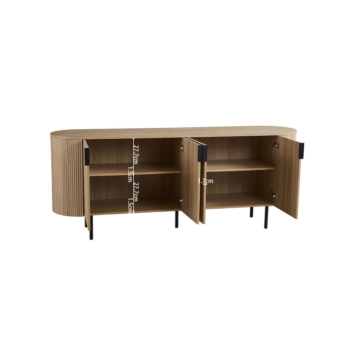 Buffet VAGOS – Coloris chêne naturel – 4 portes – 200 cm – Grand bahut moderne – Rangement spacieux