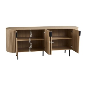 Buffet VAGOS – Coloris chêne naturel – 4 portes – 200 cm – Grand bahut moderne – Rangement spacieux