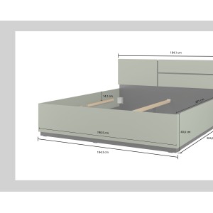 Chambre complète HAVANA – Coloris vert sauge et noir – Armoire, lit 180x200, commode et chevets – Ensemble design et fonctionnel