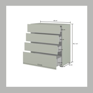 Chambre complète HAVANA – Coloris vert sauge et noir – Armoire, lit 180x200, commode et chevets – Ensemble design et fonctionnel