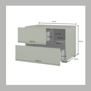 Chambre complète HAVANA – Coloris vert sauge et noir – Armoire, lit 180x200, commode et chevets – Ensemble design et fonctionnel