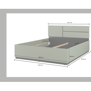Lit HAVANA 160x200 avec sommier – Coloris vert sauge et noir – Design moderne et structure robuste
