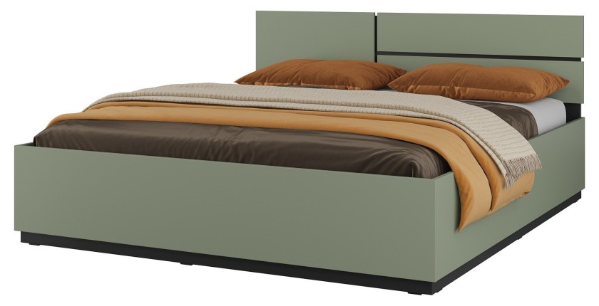 Lit HAVANA 180x200 vert sauge et noir avec sommier – Confort XL et style moderne pour votre chambre