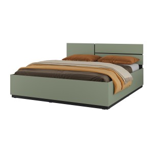 Lit HAVANA 180x200 vert sauge et noir avec sommier – Confort XL et style moderne pour votre chambre