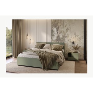 Lit HAVANA 180x200 vert sauge et noir avec sommier – Confort XL et style moderne pour votre chambre