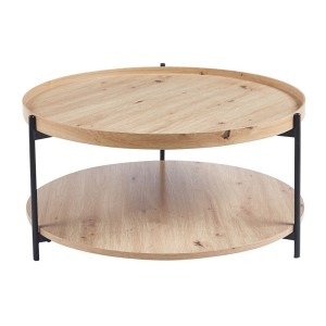 Table basse NORWYN – Coloris chêne vieilli – Table basse ronde Ø80 cm – MDF – Design original