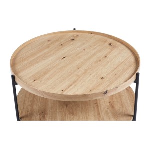 Table basse NORWYN – Coloris chêne vieilli – Table basse ronde Ø80 cm – MDF – Design original 