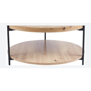 Table basse NORWYN – Coloris chêne vieilli – Table basse ronde Ø80 cm – MDF – Design original 