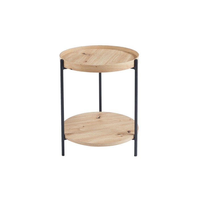 Table basse NORWYN – Coloris chêne vieilli – Table basse ronde Ø45 cm – MDF – Design compact et original