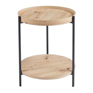 Table basse NORWYN – Coloris chêne vieilli – Table basse ronde Ø45 cm – MDF – Design compact et original