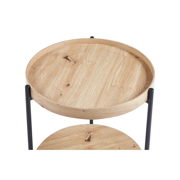 Table basse NORWYN – Coloris chêne vieilli – Table basse ronde Ø45 cm – MDF – Design compact et original 