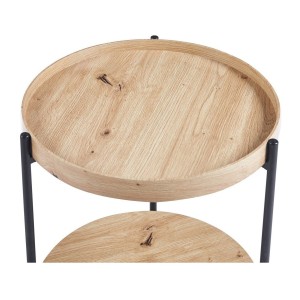 Table basse NORWYN – Coloris chêne vieilli – Table basse ronde Ø45 cm – MDF – Design compact et original 