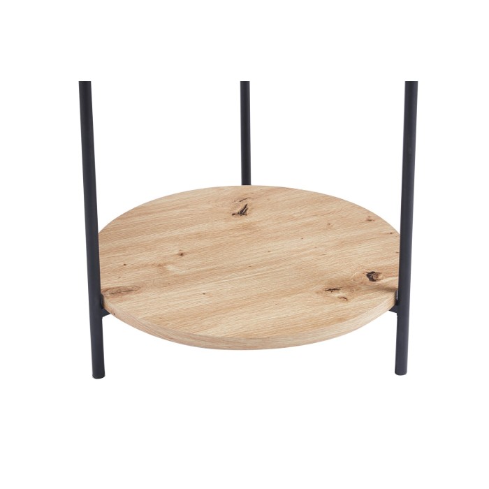 Table basse NORWYN – Coloris chêne vieilli – Table basse ronde Ø45 cm – MDF – Design compact et original 