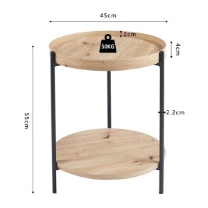 Table basse NORWYN – Coloris chêne vieilli – Table basse ronde Ø45 cm – MDF – Design compact et original 