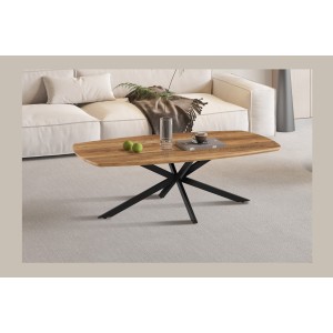 Table basse TUNIS – Coloris bois de manguier – Table basse rectangulaire 130x70 cm – MDF & métal – Design original 