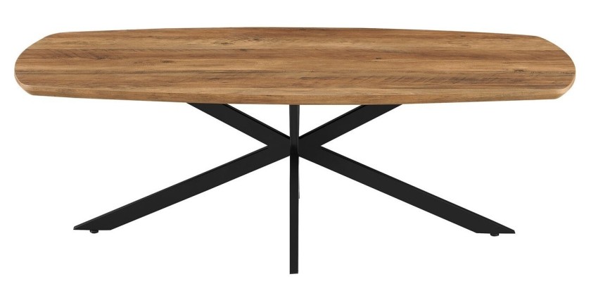 Table basse TUNIS – Coloris bois de manguier – Table basse rectangulaire 130x70 cm – MDF & métal – Design original