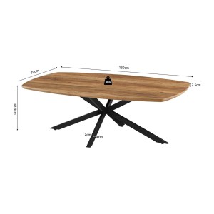 Table basse TUNIS – Coloris bois de manguier – Table basse rectangulaire 130x70 cm – MDF & métal – Design original 