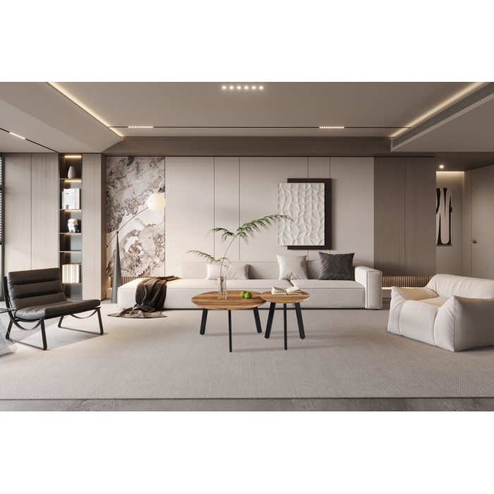 Set de 2 tables basses TUNIS – Coloris bois de manguier – MDF & métal – Style industriel et harmonieux 