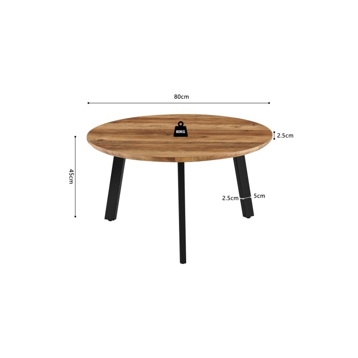Set de 2 tables basses TUNIS – Coloris bois de manguier – MDF & métal – Style industriel et harmonieux 