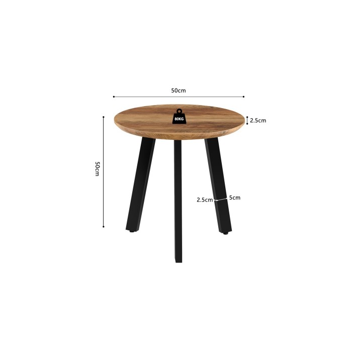 Set de 2 tables basses TUNIS – Coloris bois de manguier – MDF & métal – Style industriel et harmonieux 