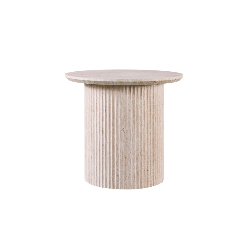 Table basse VAGOS – Coloris chêne clair – Table basse ronde Ø50 cm – MDF – Design moderne et naturel
