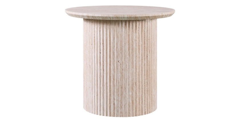 Table basse VAGOS – Coloris chêne clair – Table basse ronde Ø50 cm – MDF – Design moderne et naturel