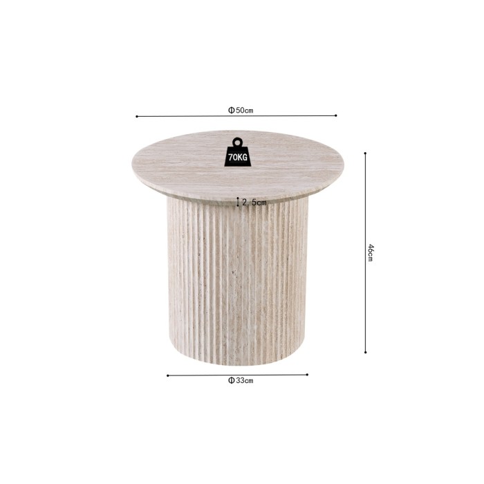 Table basse VAGOS – Coloris chêne clair – Table basse ronde Ø50 cm – MDF – Design moderne et naturel 