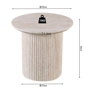 Table basse VAGOS – Coloris chêne clair – Table basse ronde Ø50 cm – MDF – Design moderne et naturel 