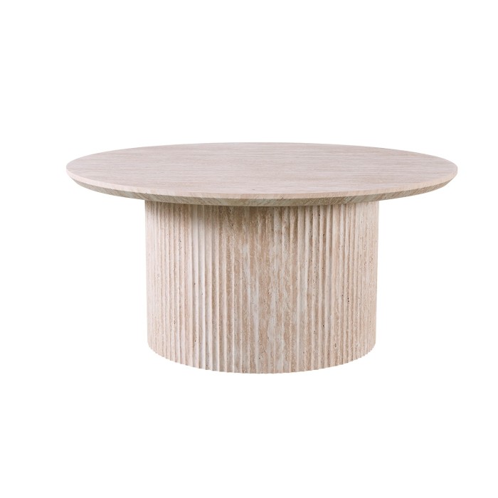 Table basse VAGOS – Coloris chêne clair – Table basse ronde Ø80 cm – MDF – Design naturel et moderne