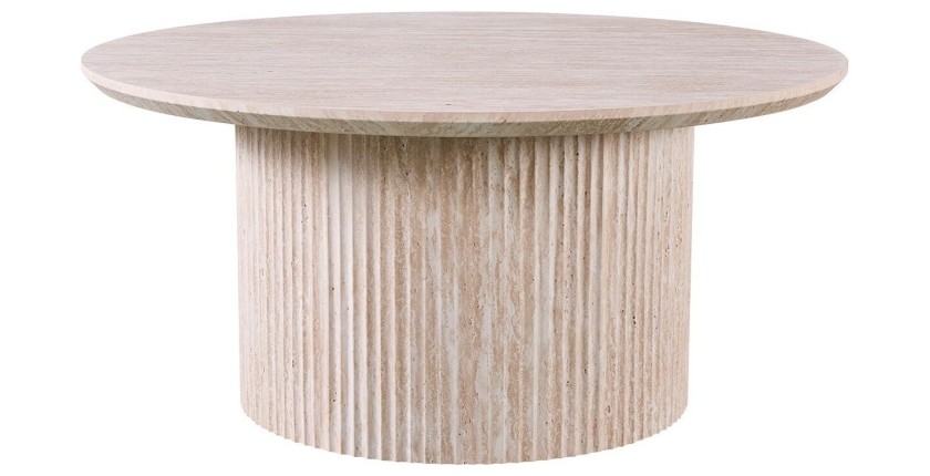 Table basse VAGOS – Coloris chêne clair – Table basse ronde Ø80 cm – MDF – Design naturel et moderne