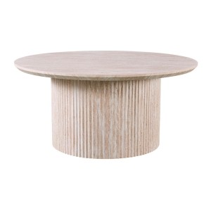 Table basse VAGOS – Coloris chêne clair – Table basse ronde Ø80 cm – MDF – Design naturel et moderne
