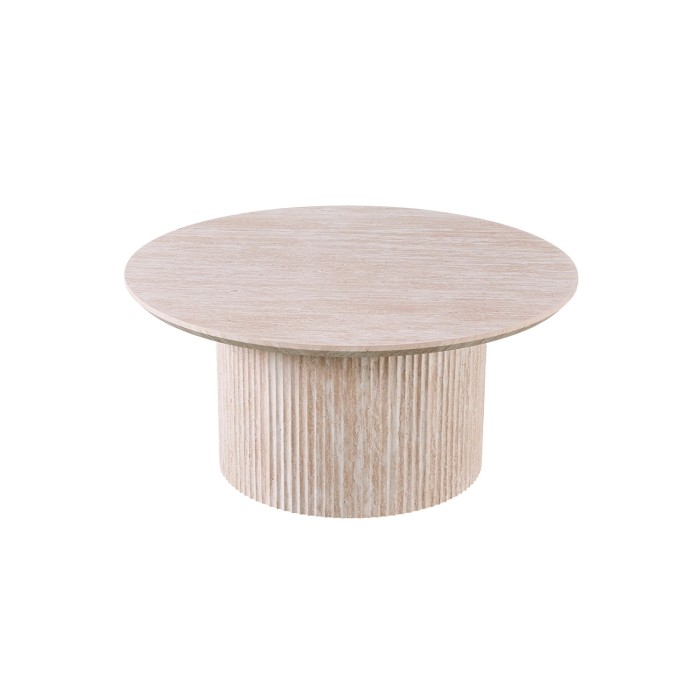 Table basse VAGOS – Coloris chêne clair – Table basse ronde Ø80 cm – MDF – Design naturel et moderne 