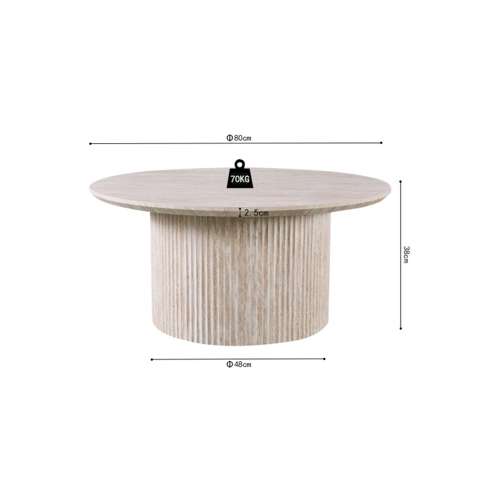 Table basse VAGOS – Coloris chêne clair – Table basse ronde Ø80 cm – MDF – Design naturel et moderne 