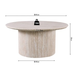 Table basse VAGOS – Coloris chêne clair – Table basse ronde Ø80 cm – MDF – Design naturel et moderne 