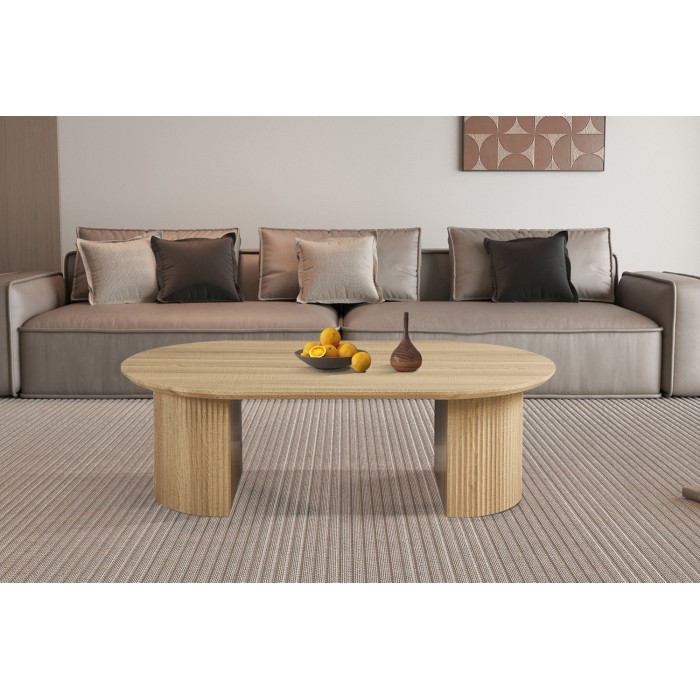 Table basse VAGOS – Coloris chêne naturel – Table basse rectangulaire 120x70 cm – MDF – Design moderne et chaleureux 