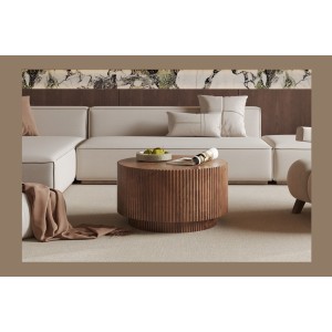 Table basse TALVORA – Bois de manguier massif – Table basse ronde Ø70 cm – Design naturel et authentique 