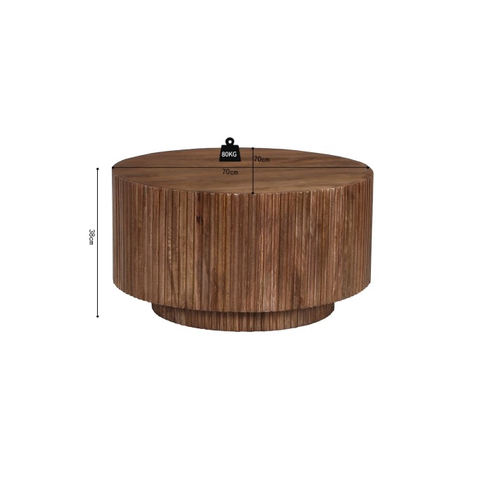 Table basse TALVORA – Bois de manguier massif – Table basse ronde Ø70 cm – Design naturel et authentique 