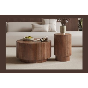 Table basse TALVORA – Bois de manguier massif – Table basse ronde Ø70 cm – Design naturel et authentique 