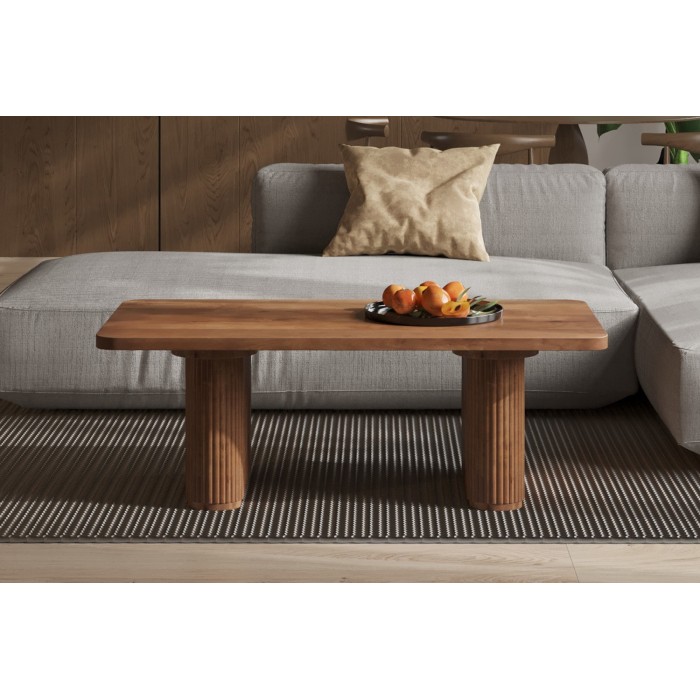 Table basse TALVORA – Bois de manguier massif – Table basse rectangulaire 120x60 cm – Design brut et naturel 
