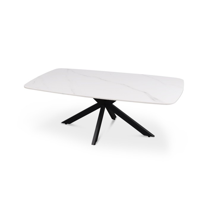 Table basse ARVENA – Table basse rectangulaire 130x70 cm – Pierre blanche & métal – Design moderne haut de gamme 