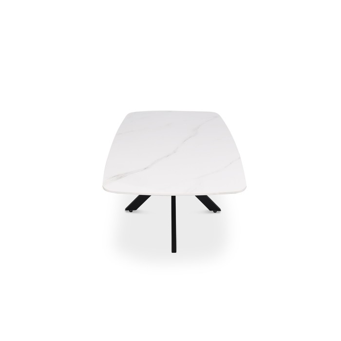 Table basse ARVENA – Table basse rectangulaire 130x70 cm – Pierre blanche & métal – Design moderne haut de gamme 