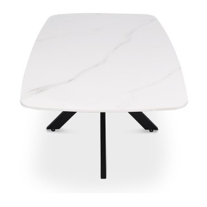 Table basse ARVENA – Table basse rectangulaire 130x70 cm – Pierre blanche & métal – Design moderne haut de gamme 
