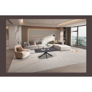 Table basse ARVENA – Table basse rectangulaire 130x70 cm – Pierre noire & métal – Design élégant et contemporain 