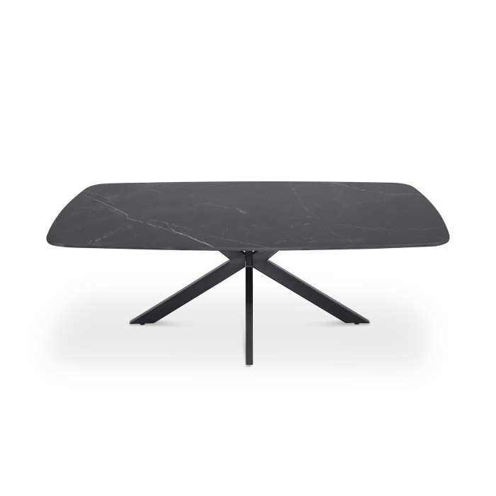 Table basse ARVENA – Table basse rectangulaire 130x70 cm – Pierre noire & métal – Design élégant et contemporain