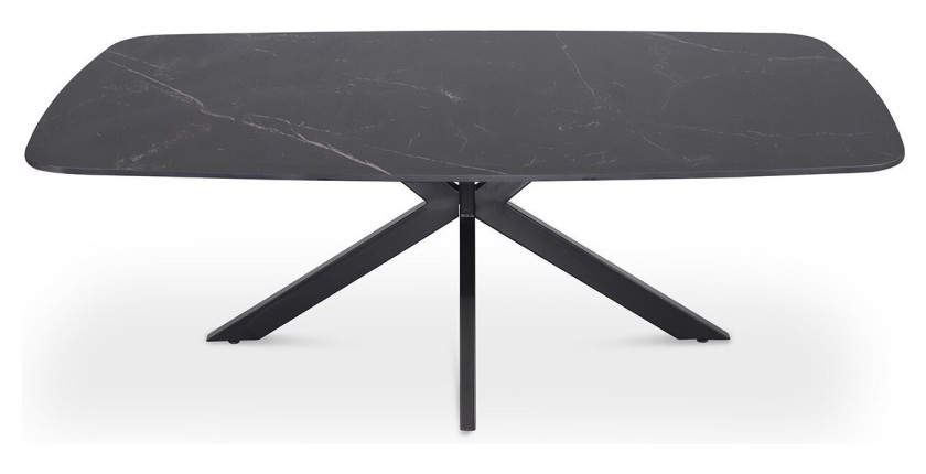 Table basse ARVENA – Table basse rectangulaire 130x70 cm – Pierre noire & métal – Design élégant et contemporain