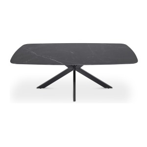 Table basse ARVENA – Table basse rectangulaire 130x70 cm – Pierre noire & métal – Design élégant et contemporain